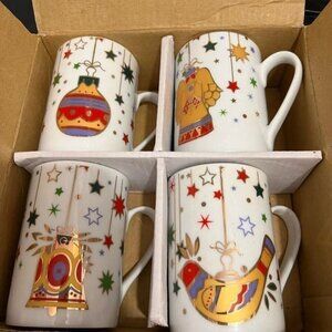 Vintage 1990s Maxwell William Christmas Trimmings mug set with  box